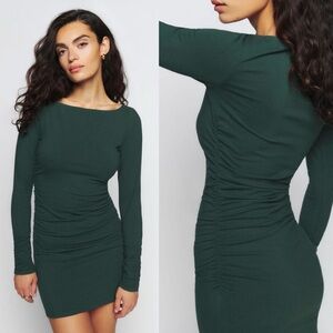 Reformation | NWT Lucio Knit Long Sleeve Mini Dress in Forest Green Small